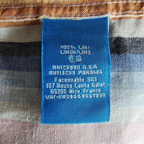 Faconnable 100% Linen Striped Club Fit Dress Shirt Size Medium - Picture 3 of 5
